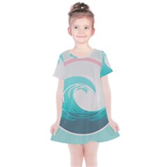 Tidal Wave Ocean Sea Tsunami Wave Minimalist Kids  Simple Cotton Dress by Pakemis