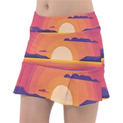 Sunset Ocean Beach Water Tropical Island Vacation Landscape Classic Tennis Skirt by Pakemis