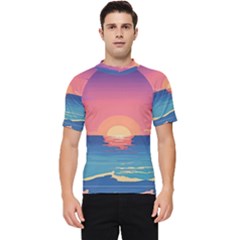 Sunset Ocean Beach Water Tropical Island Vacation 2 Men s Short Sleeve Rash Guard by Pakemis
