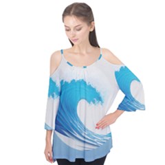 Wave Tsunami Tidal Wave Ocean Sea Water Flutter Tees