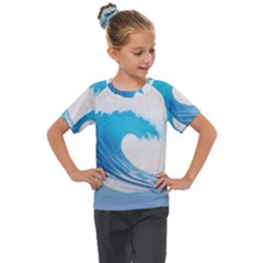 Wave Tsunami Tidal Wave Ocean Sea Water Kids  Mesh Piece Tee