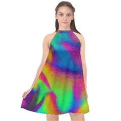 Fluid Background Pattern Halter Neckline Chiffon Dress  by GardenOfOphir