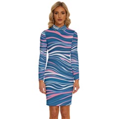 Modern Fluid Art Long Sleeve Shirt Collar Bodycon Dress by GardenOfOphir