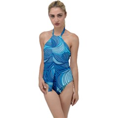 Ocean Waves Sea Abstract Pattern Water Blue Go With The Flow One Piece Swimsuit