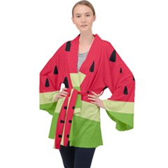 Watermelon Fruit Food Healthy Vitamins Nutrition Long Sleeve Velvet Kimono  by Wegoenart