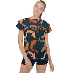 Background Pattern Texture Design Wallpaper Fish Ruffle Collar Chiffon Blouse