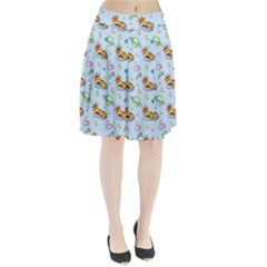 Pattern Giraffe Animal Seamless Scrapbooking Blue Pleated Skirt