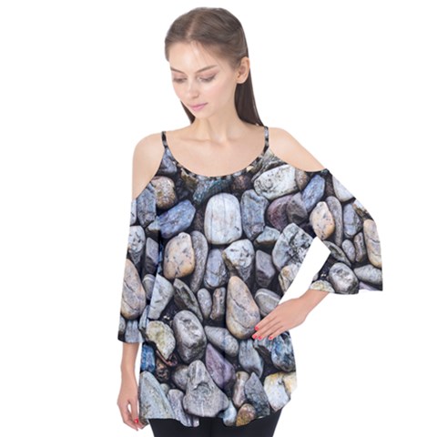 Stone Texture Nature Background Rocks Pebbles Flutter Tees by Wegoenart