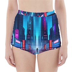City People Cyberpunk High-waisted Bikini Bottoms by Jancukart