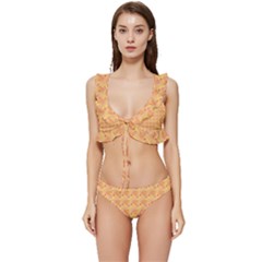 Peach Leafs Low Cut Ruffle Edge Bikini Set by Sparkle