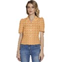 Peach Leafs Puffed Short Sleeve Button Up Jacket View1