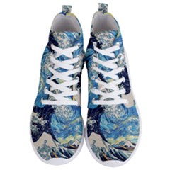 Starry Night Hokusai Vincent Van Gogh The Great Wave Off Kanagawa Men s Lightweight High Top Sneakers by Semog4
