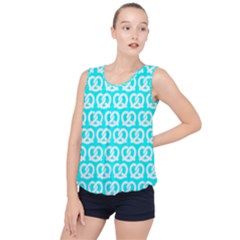 Aqua Pretzel Illustrations Pattern Bubble Hem Chiffon Tank Top by GardenOfOphir