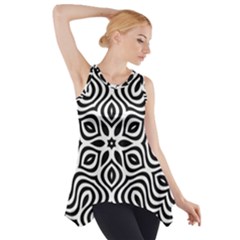 Pattern Wave Symmetry Monochrome Abstract Side Drop Tank Tunic by Jancukart