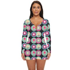 Chic Floral Pattern Long Sleeve Boyleg Swimsuit by GardenOfOphir