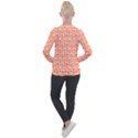 Coral And White Owl Pattern Casual Zip Up Jacket View2