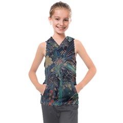 Ai Generated Flower Trees Forest Mystical Forest Kids  Sleeveless Hoodie