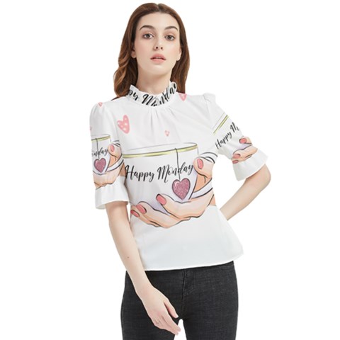 Happy Monday Frill Neck Blouse by SychEva