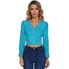 Water Fun Long Sleeve V-neck Top