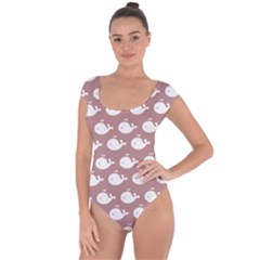 Cute Whale Illustration Pattern Short Sleeve Leotard  by GardenOfOphir
