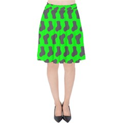 Cute Baby Socks Illustration Pattern Velvet High Waist Skirt by GardenOfOphir