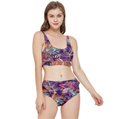 Ornamental Patterns Abstract Flower Pattern Purple Frilly Bikini Set by Jancukart