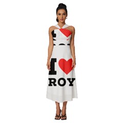 I Love Roy Sleeveless Cross Front Cocktail Midi Chiffon Dress by ilovewhateva