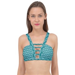 Gerbera Daisy Vector Tile Pattern Cage Up Bikini Top by GardenOfOphir