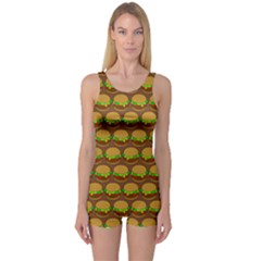 Burger Snadwich Food Tile Pattern One Piece Boyleg Swimsuit by GardenOfOphir