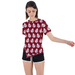 Ladybug Vector Geometric Tile Pattern Asymmetrical Short Sleeve Sports Tee by GardenOfOphir