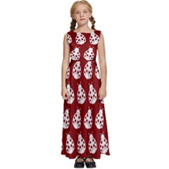 Ladybug Vector Geometric Tile Pattern Kids  Satin Sleeveless Maxi Dress by GardenOfOphir