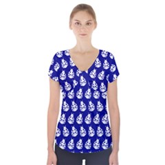 Ladybug Vector Geometric Tile Pattern Short Sleeve Front Detail Top by GardenOfOphir