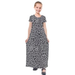 Abstract-0025 Kids  Short Sleeve Maxi Dress