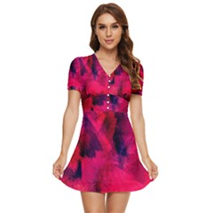 Background-03 V-neck High Waist Chiffon Mini Dress