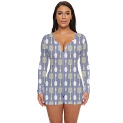 Spatula Spoon Pattern Long Sleeve Boyleg Swimsuit by GardenOfOphir
