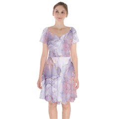 Liquid Marble Short Sleeve Bardot Dress by BlackRoseStore