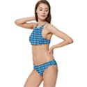 Blue Gray Leaf Pattern Banded Triangle Bikini Set View2