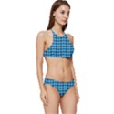 Blue Gray Leaf Pattern Banded Triangle Bikini Set View3