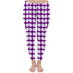 Purple And White Leaf Pattern Classic Winter Leggings by GardenOfOphir