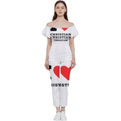 I Love Christian Off Shoulder Ruffle Top Jumpsuit by ilovewhateva