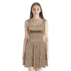 Leaves-013 Split Back Mini Dress 