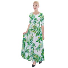 Leaves-37 Half Sleeves Maxi Dress