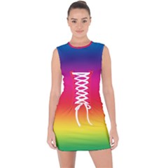 Spectrum Lace Up Front Bodycon Dress