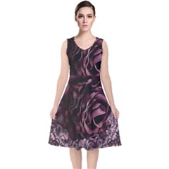Rose Mandala V-neck Midi Sleeveless Dress  by MRNStudios