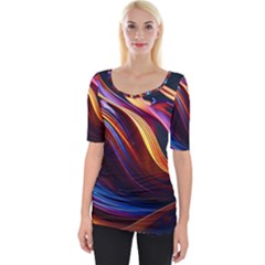 Ai Generated Waves Splash Liquid Paint Wall Wide Neckline Tee