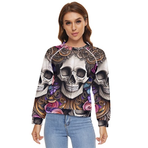Skull Bones Women s Long Sleeve Raglan Tee by GardenOfOphir