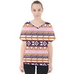 Print Pattern Design Vintage V-neck Dolman Drape Top by Ravend
