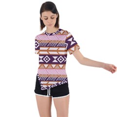 Print Pattern Design Vintage Asymmetrical Short Sleeve Sports Tee