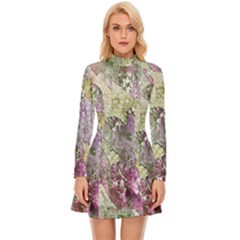 Background-105 Long Sleeve Velour Longline Dress