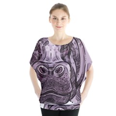 Hippopotamus Animal Wildlife Hippo Batwing Chiffon Blouse